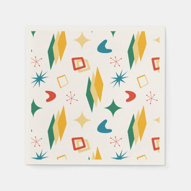 Mid Mod Atomic Mid-Century Modern Shapes Retro Napkins (Front)