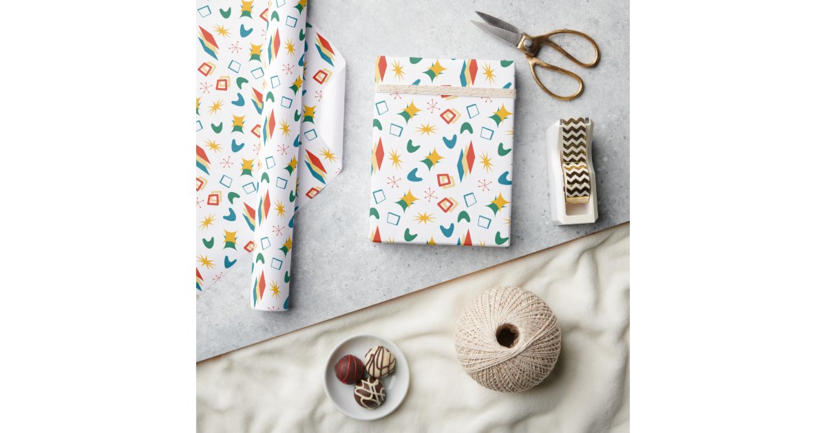 Mid Mod Atomic Mid-Century Modern Shapes Retro Wrapping Paper | Zazzle