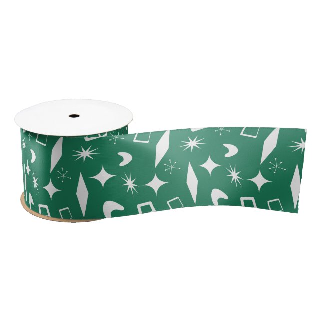Mid Mod Atomic Modern Christmas Holiday Retro Satin Ribbon (Spool)