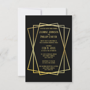 Mid Mod Black Design- 3x5 Wedding/Reception Invite