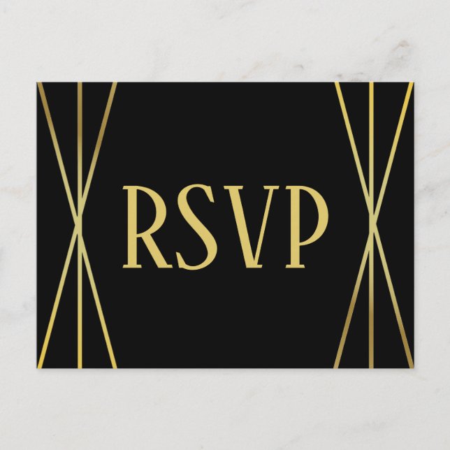 Mid Mod Black Design- RSVP/Dinner Choices Postcard (Front)