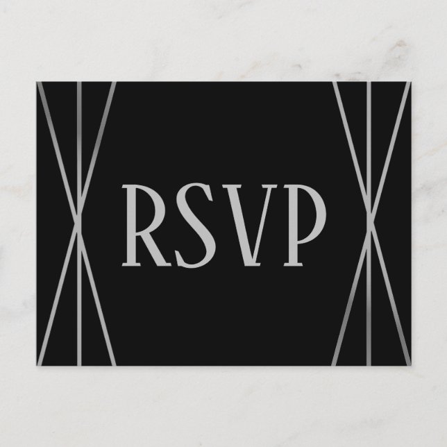 MId Mod Black & Gray Design - RSVP Postcard (Front)