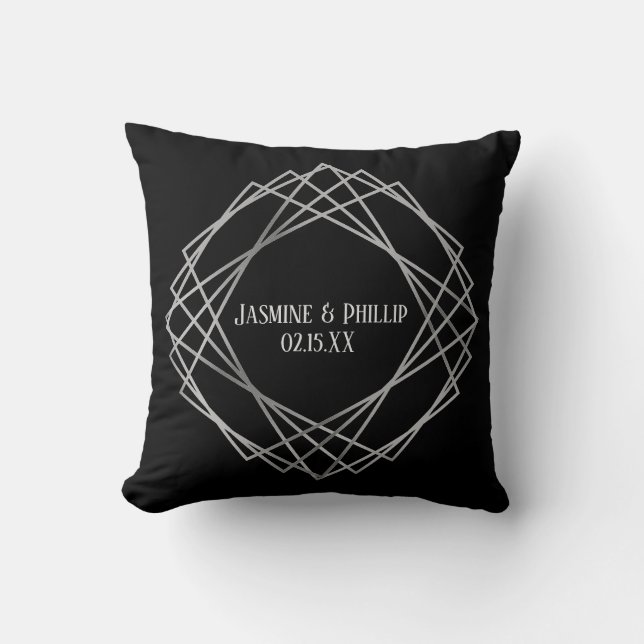 Mid Mod Black & Gray Design - Square Pillow (Front)