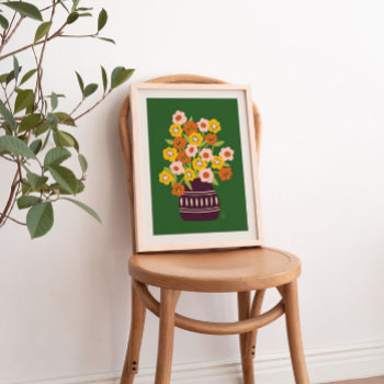 Mid Mod Blooms Poster by Low_Star_Studio at Zazzle