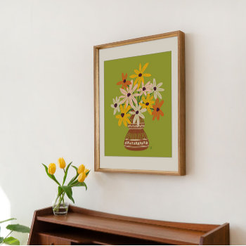 Mid Mod Coneflowers Bouquet Poster by Low_Star_Studio at Zazzle