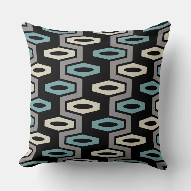Mid-Mod Geometric Pattern Throw Pillow (Front)