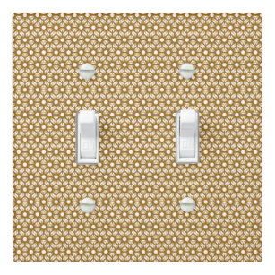 Mid-Mod Gold Star Rattan Pattern Double Toggle Light Switch Cover