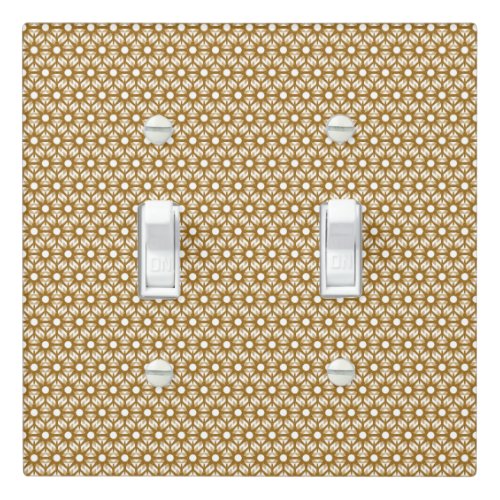 Mid_Mod Gold Star Rattan Pattern Double Toggle Light Switch Cover