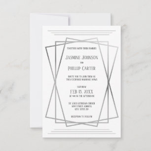 Mid Mod Gray Design - 3x5 Wedding Invitation