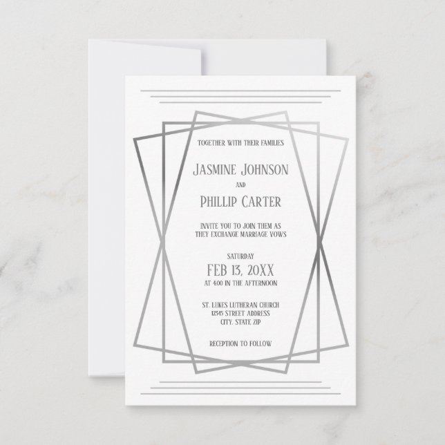 Mid Mod Gray Design - 3x5 Wedding Invitation (Front)