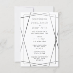 Mid Mod Gray Design - 3x5 Wedding/Reception Invite