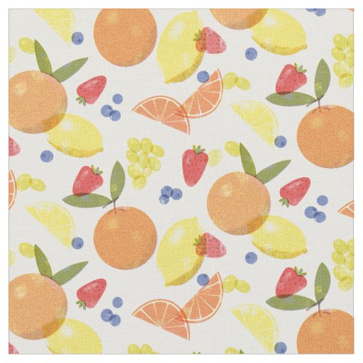 Mid Mod Grungy Risograph Farmers Market Fruit Fabric