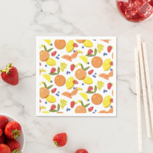 Mid Mod Grungy Risograph Farmers Market Fruit Napkins