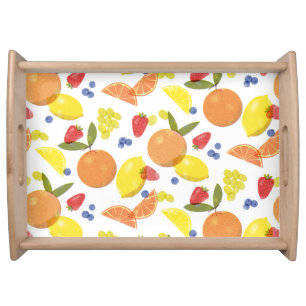 Mid Mod Grungy Risograph Farmers Market Fruit Serving Tray