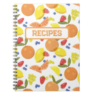Mid Mod Grungy Risograph Fruit Recipe Notebook