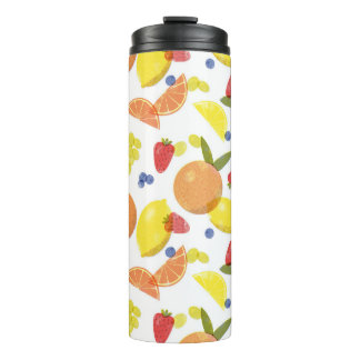 Mid Mod Grungy Risograph Fruit Smoothie Thermal Tumbler