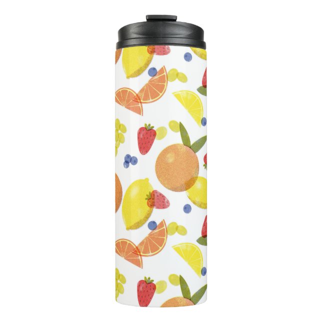 Mid Mod Grungy Risograph Fruit Smoothie Thermal Tumbler (Front)