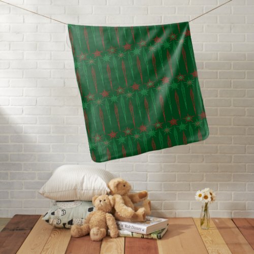 Mid Mod Icicles Green Baby Blanket