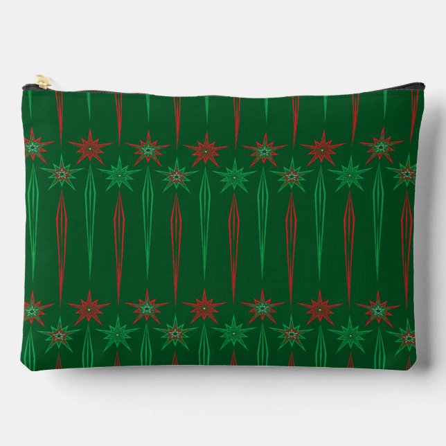 Mid Mod Icicles Green Large Pouch (Front)