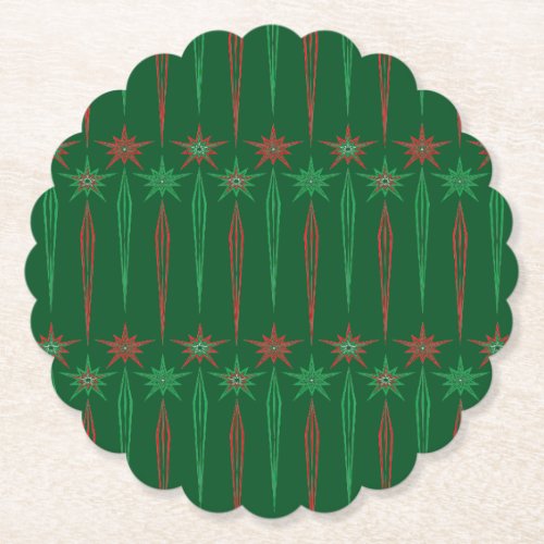 Mid Mod Icicles Green Paper Coasters
