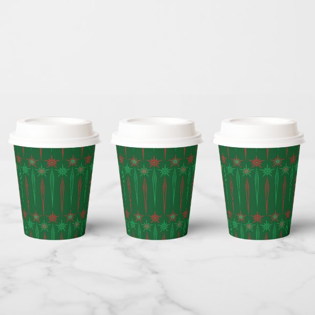 Mid Mod Icicles Green Paper Cups (Multi)
