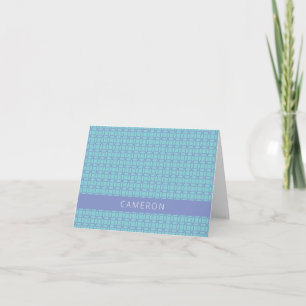 Mid Mod Line Art Pattern Light Blue Personalized Note Card