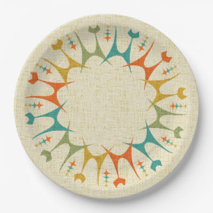 Mid Mod Meow on Tan ©studioxtine Paper Plates