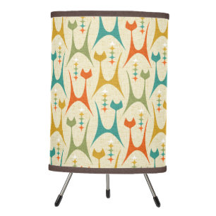 Mid Mod Meow on Tan ©studioxtine Tripod Lamp