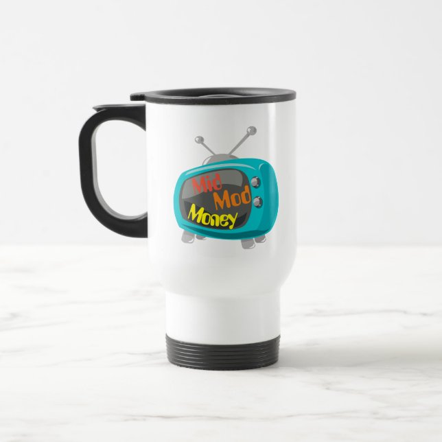 Mid Mod Money Retro TV Travel Mug (Left)