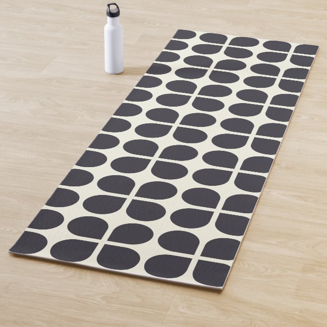 Mid Mod Shapes Geometric Shapes in Black and White Yoga Mat (In Situ)