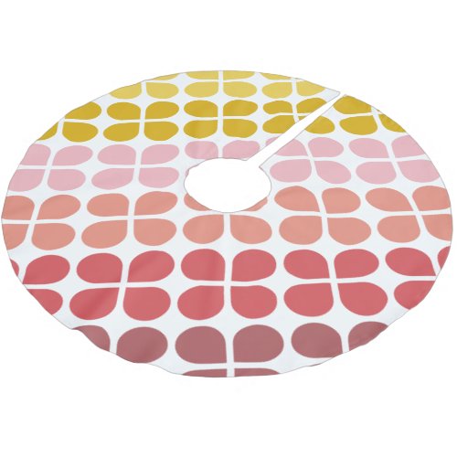 Mid Mod Shapes Geometric Shapes in Pink Yellow Brushed Polyester Tree Skirt