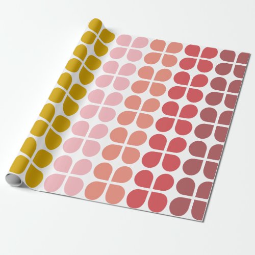 Mid Mod Shapes Geometric Shapes in Pink Yellow Wrapping Paper