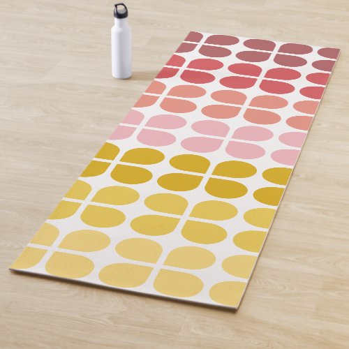 Mid Mod Shapes Geometric Shapes in Pink Yellow Yoga Mat