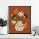 Mid Mod Tulips Bouquet Poster<br><div class="desc">A joyful bouquet of tulips in a boho-chic pink vase. Add this earthy,  charming pop of mid-mod flavor to any wall in your home or dorm!</div>