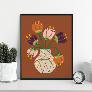 Mid Mod Tulips Bouquet Poster by Low_Star_Studio at Zazzle