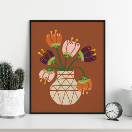 Mid Mod Tulips Bouquet Poster