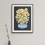 Mid Mod White Blooms Poster at Zazzle
