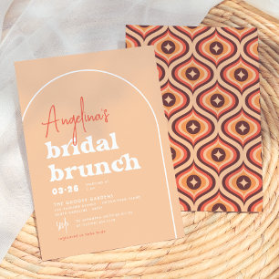 Mid Modern Orange Retro Arch Brunch Bridal Shower Invitation