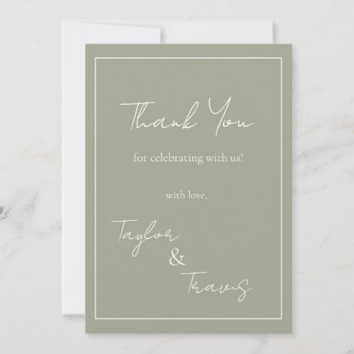 Mid_Olive Sage Green Wedding Thank You Card