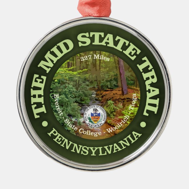 Mid State Trail (rd) Metal Ornament (Front)