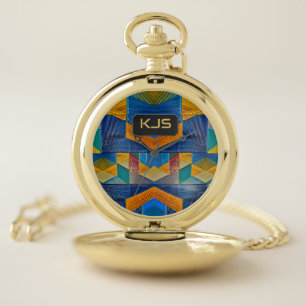 Mid-West Colors - Quilt Patch Look plus initials Pocket Watch