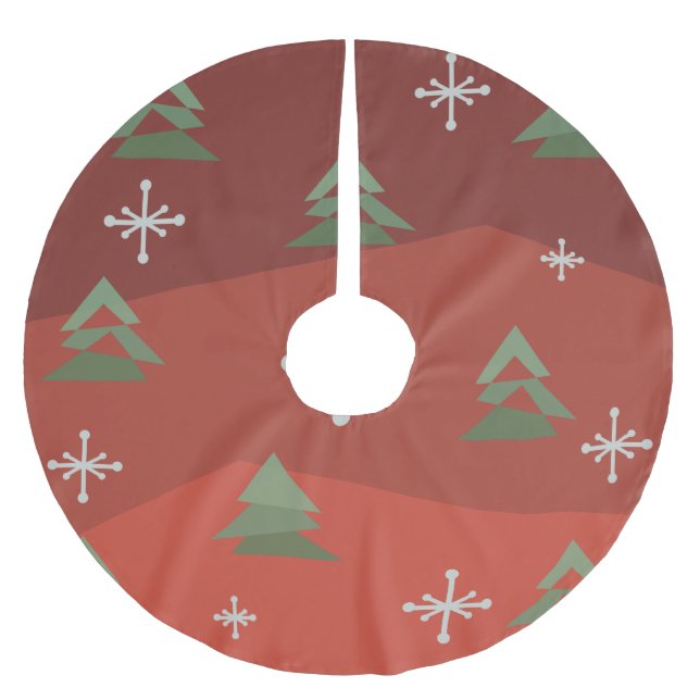 MidCentury Abstract Christmas Trees Brushed Polyester Tree Skirt (Front)