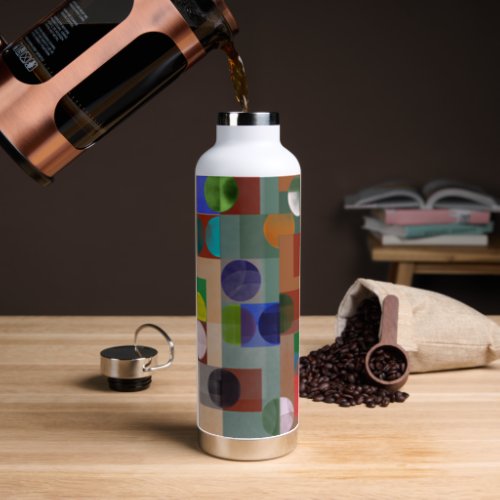 Midcentury Abstract Circles Patterned Water Bottle