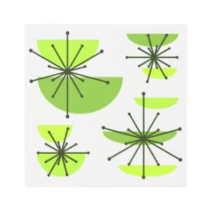 Midcentury Art Bowls Starbursts Chartreuse