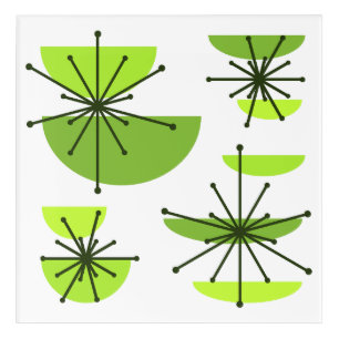 Midcentury Art Bowls Starbursts Chartreuse