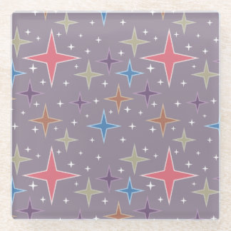 Midcentury Atomic Age Stars Glass Coaster