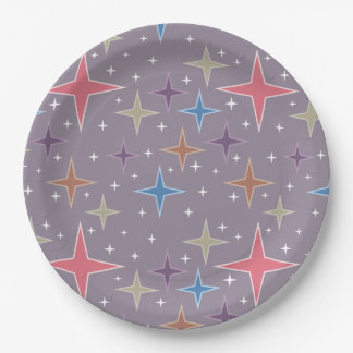Midcentury Atomic Age Stars Paper Plates