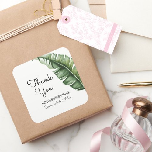 Midcentury Banana Leaf Wedding Welcome Bag Label