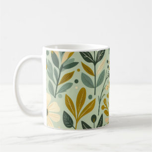 Midcentury Boho Floral Wildflowers Flowers Blue Coffee Mug