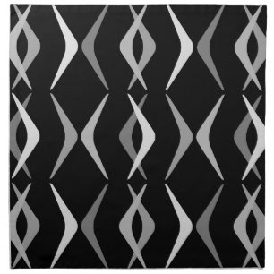 Midcentury Boomerangs Black Gray Cloth Napkin